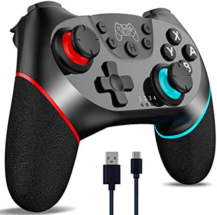 [2022 New Version] CuleedTec Wireless Switch Controller, Switch Pro Controller Compatible with Switch/Switch Lite, with Gyro and Gravity Sensor, Dual Shock and Turbo Function with Charging Cable