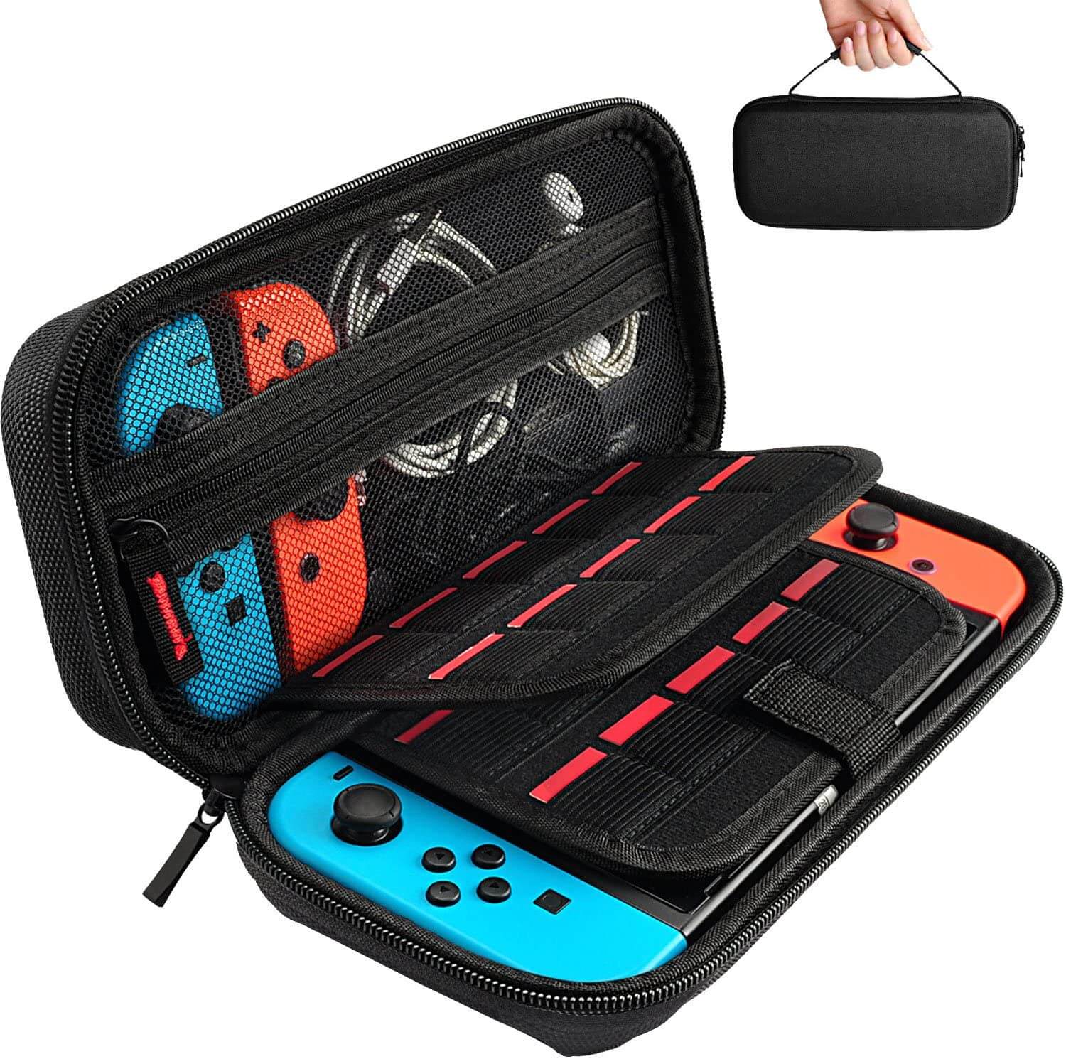 Daydayup Switch Carrying Case compatible with Nintendo Switch/Switch OLED - 20 Game Cartridges Protective Hard Shell Travel Carrying Case Pouch for Console & Accessories