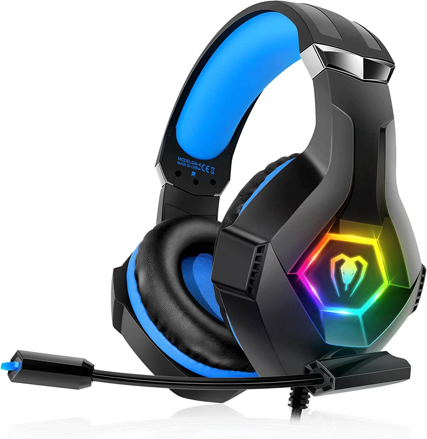 Gaming Headset for PS4 Xbox One PC, Over Ear Gaming Headphones with Noise Cancelling Microphone Volume Control RGB LED Light, for PC Laptop Mac Tablet Smart Phone