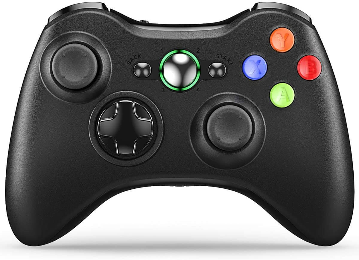  VOYEE Wireless Controller Compatible with Microsoft Xbox 360 & Slim with Upgraded Joystick/Dual Shock (Black)