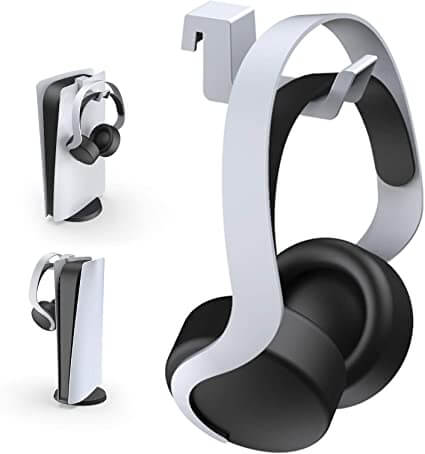 NexiGo PS5 Headphone Holder, [Minimalist Design] Mini Headphone Hanger with Supporting Bar, for Sony Playstation 5 Gaming Headset, White